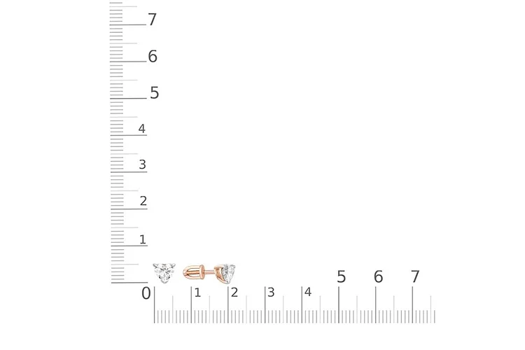 Серьги-пусеты Сердца из красного золота с 2 муассанитами
