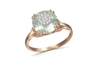 Кольцо из красного золота с аметистом и 14 бриллиантами