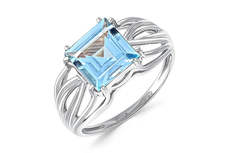 Кольцо из белого золота с топазом sky