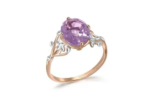 Кольцо Веточка из красного золота с аметистом