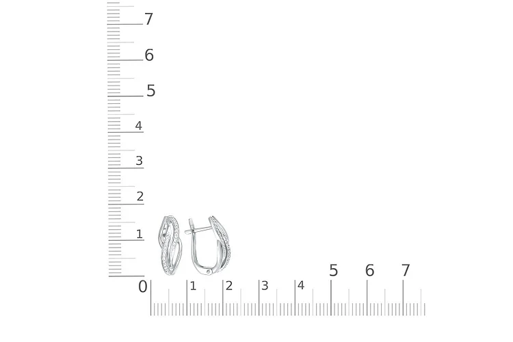Серьги из белого золота с 40 фианитами