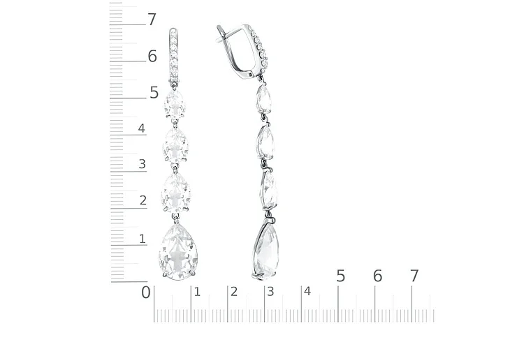 Серьги из белого золота с 22 фианитами