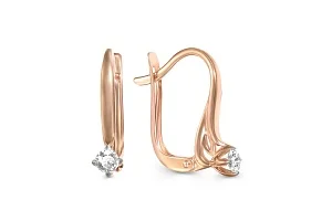 Серьги из красного золота с 2 фианитами