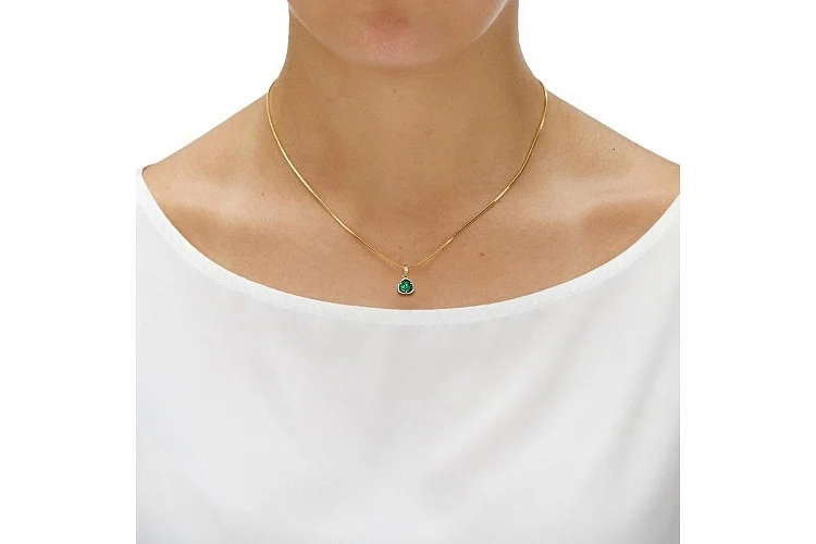 Подвеска Цветок из жёлтого золота с изумрудом