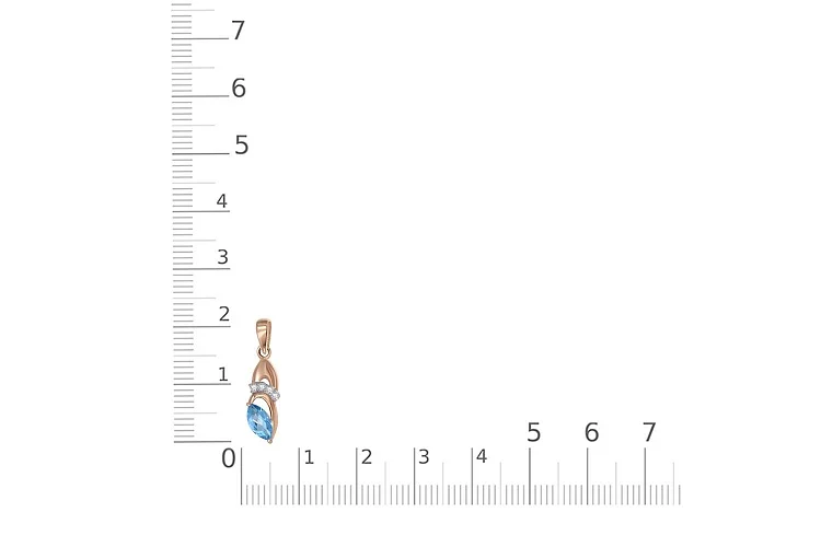 Подвеска из красного золота с топазом swiss и 4 фианитами