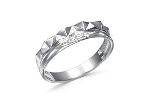 Кольцо из белого золота с 3 фианитами