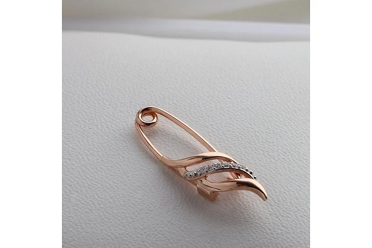 Булавка из красного золота с 6 фианитами