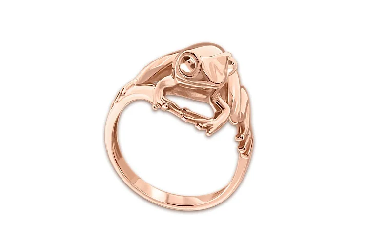 Кольцо Лягушка из красного золота без вставок