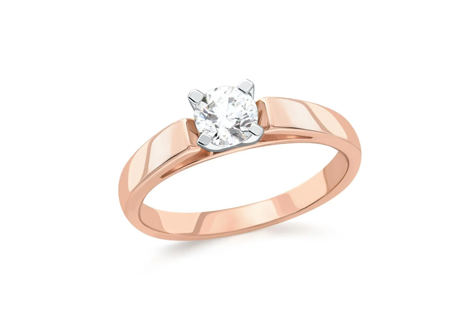 Кольцо из красного золота с выращенным бриллиантом