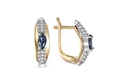 Серьги из жёлтого золота с 2 сапфирами и 40 бриллиантами