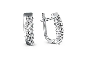 Серьги из белого золота с 12 бриллиантами и 18 фианитами