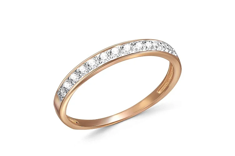 Кольцо Дорожка из красного золота с 13 фианитами