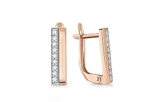 Серьги из красного золота с 18 фианитами