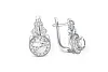 Серьги из белого золота с 2 кристаллами swarovski и 36 фианитами