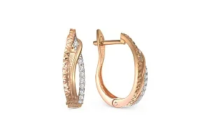 Серьги Дорожки из красного золота с 18 бриллиантами