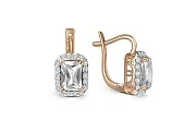 Серьги из красного золота с горным хрусталём и 36 фианитами