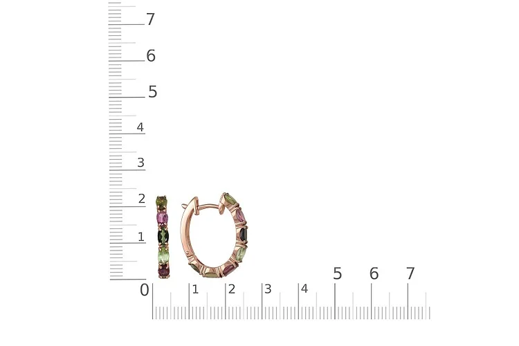 Серьги из красного золота с 14 турмалинами