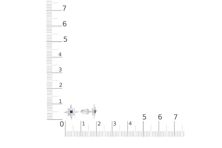 Серьги-пусеты Звезды из белого золота с 2 корундами и 16 фианитами