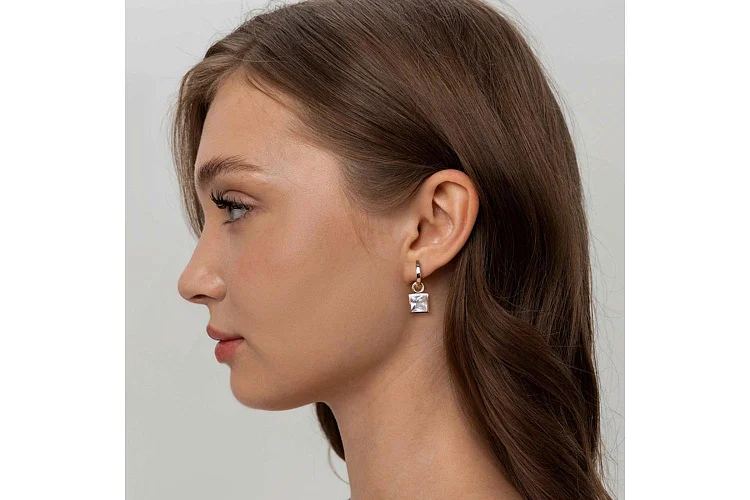 Подвеска серёг-трансформеров из красного золота с горным хрусталём