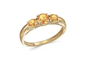 Кольцо из жёлтого золота с 3 цитринами