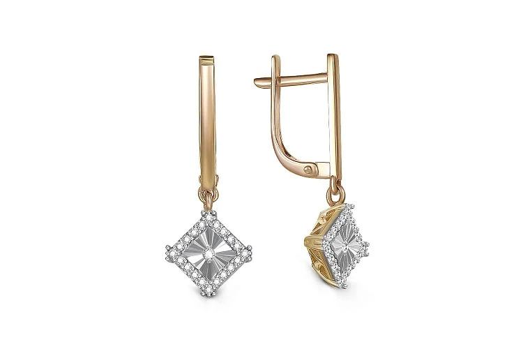 Серьги из жёлтого золота с 42 бриллиантами