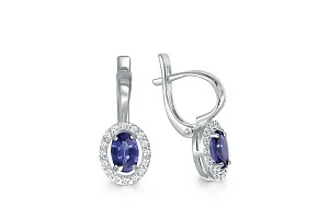 Серьги из белого золота с 2 сапфирами и 32 бриллиантами