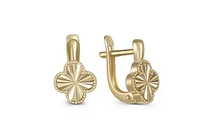 Серьги Клевер из жёлтого золота без вставок