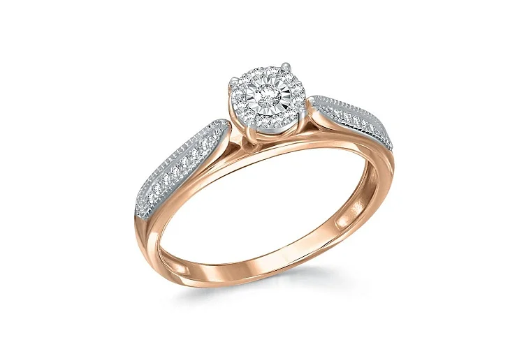 Кольцо из красного золота с 27 бриллиантами