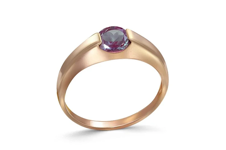Кольцо из красного золота с александритом