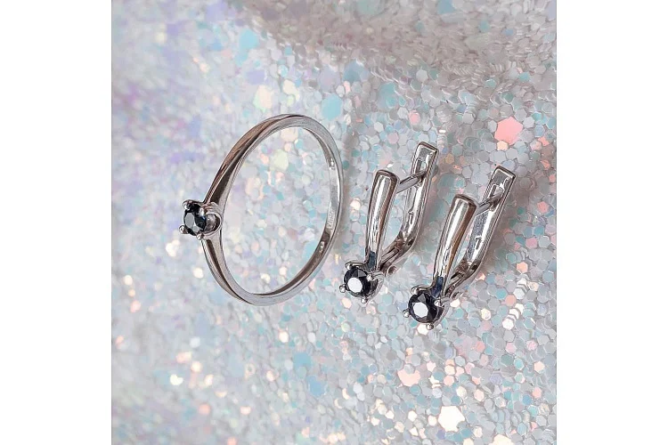 Серьги из белого золота с 2 сапфирами