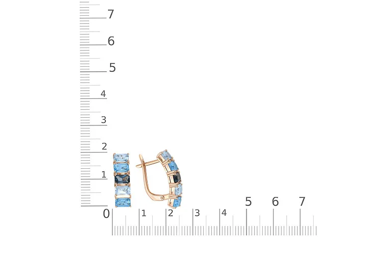 Серьги из красного золота с топазами sky, топазами swiss и топазами лондон