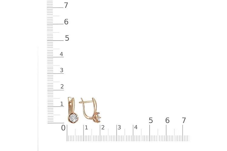 Серьги из красного золота с 2 бриллиантами