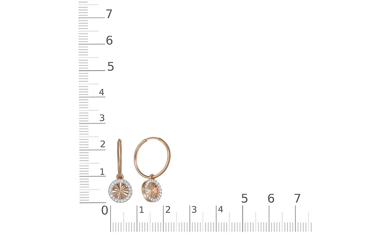 Серьги из красного золота с 40 фианитами