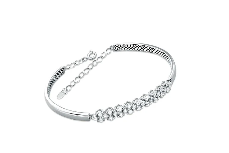 Браслет Дорожка из белого золота с 56 фианитами