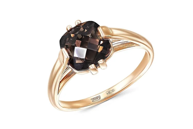 Кольцо из красного золота с раухтопазом