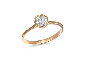 Кольцо из красного золота с фианитом