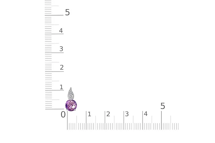 Подвеска из белого золота с аметистом и 22 фианитами