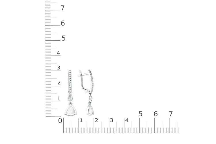 Серьги из белого золота с перламутром и 22 фианитами