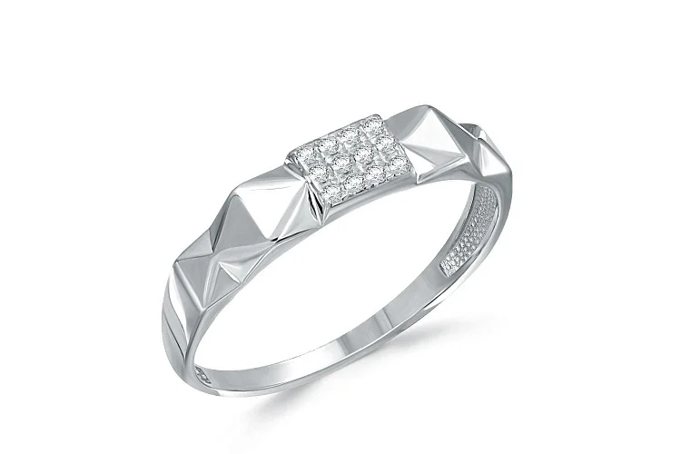 Кольцо из белого золота с 12 фианитами