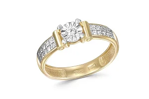 Кольцо из жёлтого золота с 21 бриллиантами