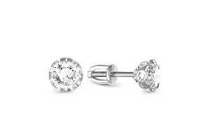 Серьги-пусеты из белого золота с 2 фианитами