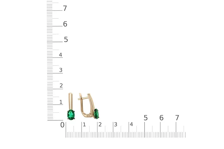 Серьги из жёлтого золота с 2 изумрудами