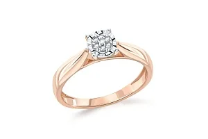 Кольцо Малинка из красного золота с 7 бриллиантами