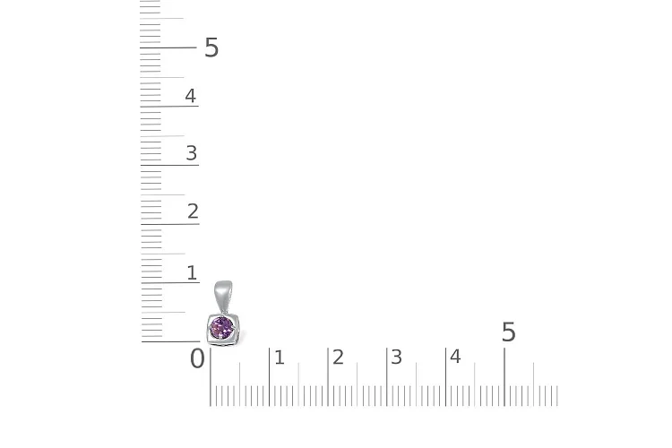 Подвеска Квадрат из белого золота с аметистом