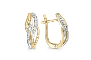 Серьги из жёлтого золота с 40 фианитами