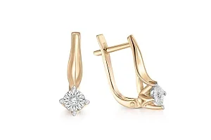 Серьги из жёлтого золота с 2 бриллиантами