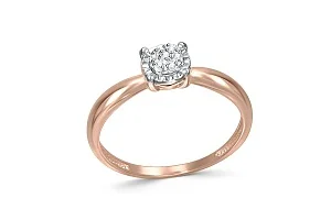 Кольцо Малинка из красного золота с 7 бриллиантами