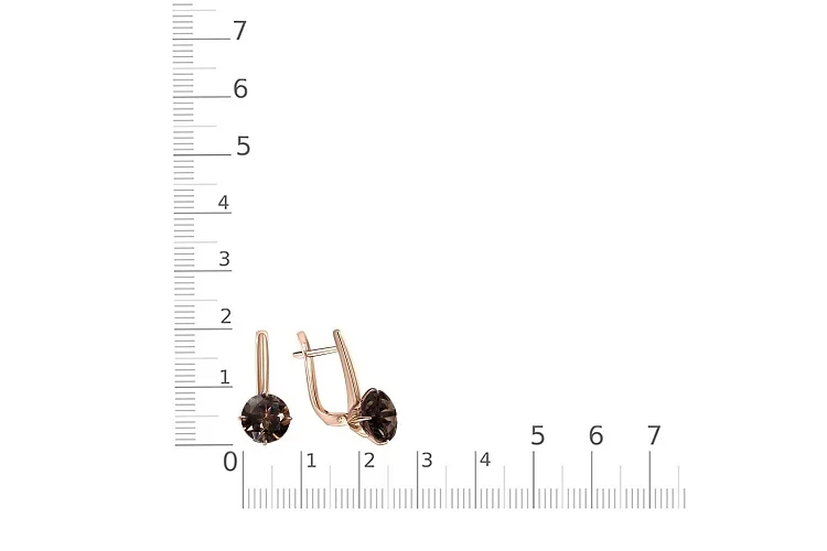 Серьги из красного золота с 2 раухтопазами