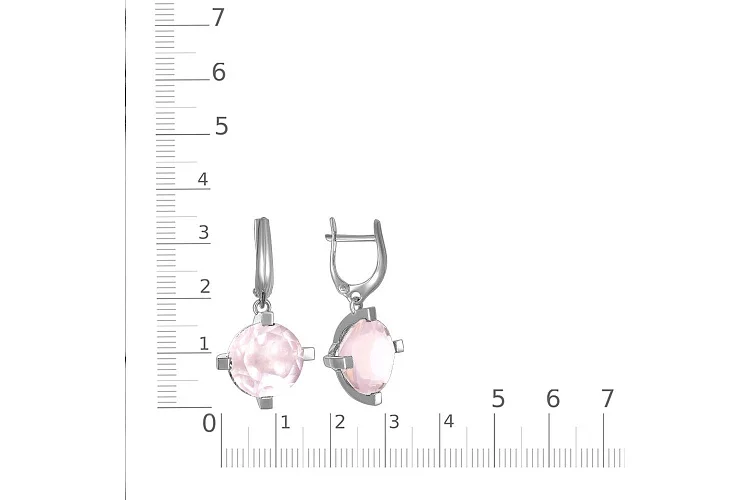 Серьги из белого золота с 2 кварцами