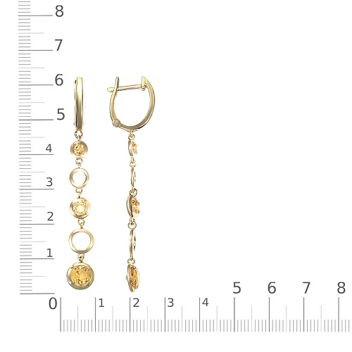 Серьги из жёлтого золота с 6 цитринами